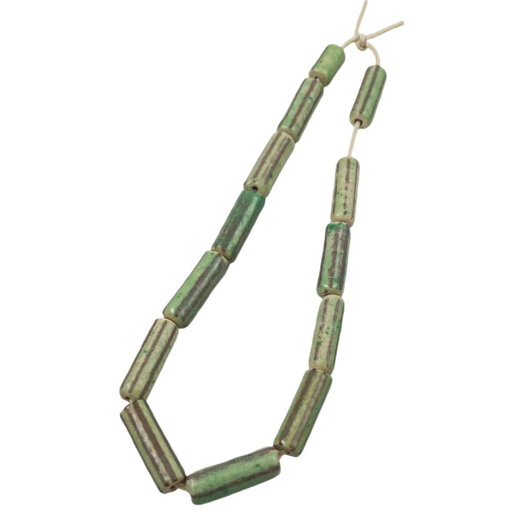 Green Striped African Trade Beads