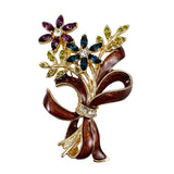 Monet Rhinestone & Enamel Floral Brooch