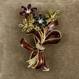 Monet Rhinestone & Enamel Floral Brooch