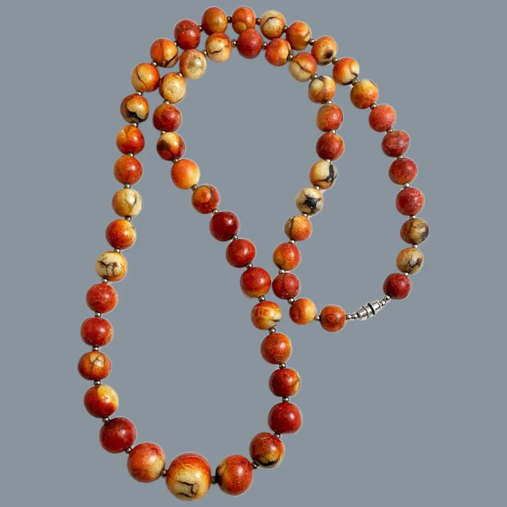 Apple Coral Graduated Necklace Vintage