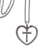 James Avery Cross in Heart Sterling Necklace