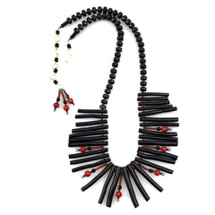Black Coral & Onyx Collar Necklace Hawaiian