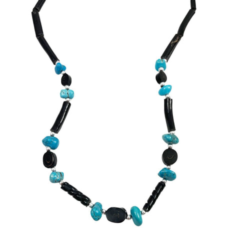 Hawaiian Black Coral & Turquoise Necklace