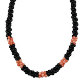Vintage Black & Pink Coral Necklace Multi-Strand