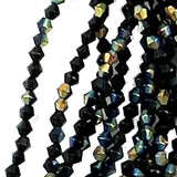 Black Faceted Glass Beads Gold Luster 