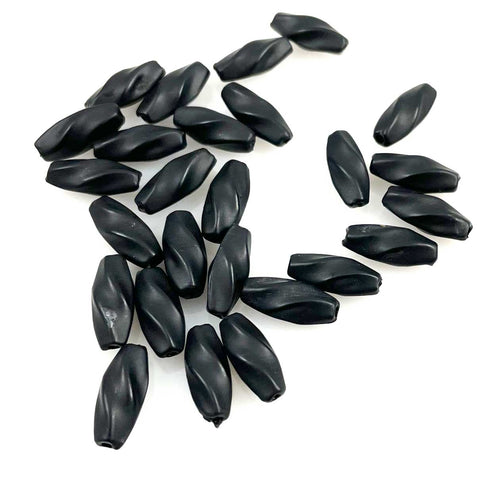 Black Lucite Twist Beads Vintage