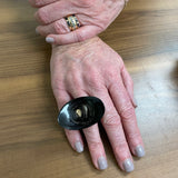 Rare Black Coral Ring Hawaiian Modernist Vintage