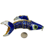 Chinese Blue Enamel Articulated Fish Charm
