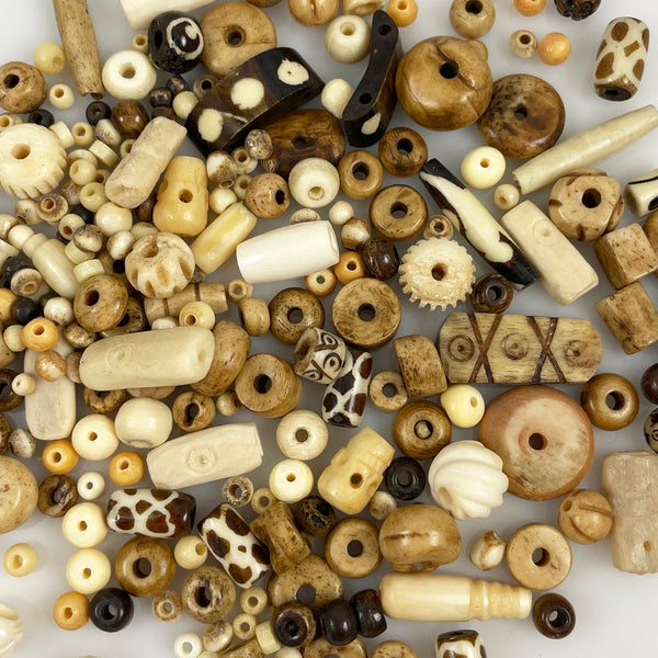 Bone Bead Mix Carved Dyed Vintage 50 grams - Estate Beads & Jewelry Bone Bead Mix Carved Dyed Vintage 50 grams - Estate Beads & Jewelry