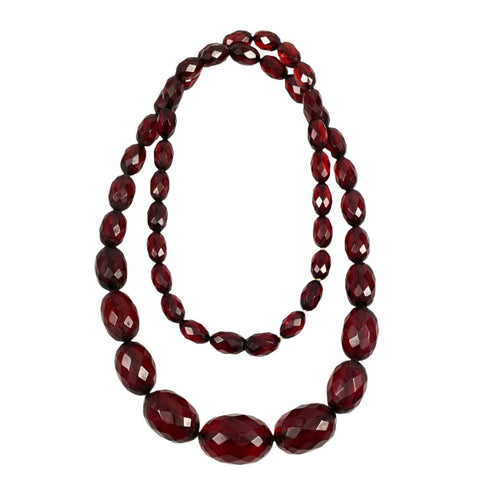 Art Deco Era Cherry Amber Bakelite Necklace.