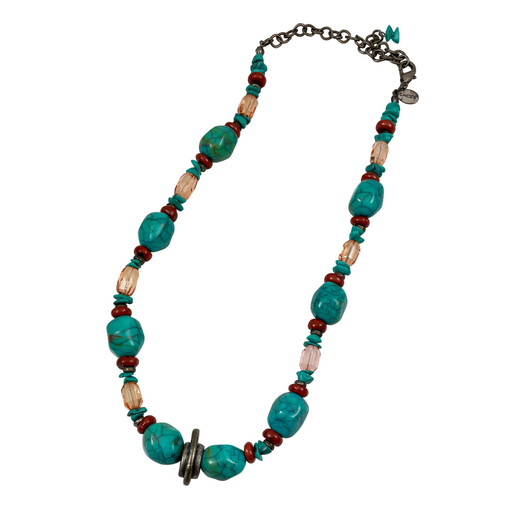 Chico's Turquoise Multicolor Beaded Necklace