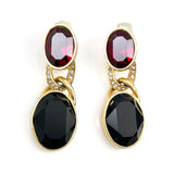 Ciner Red & Black Rhinestone Earrings Vintage