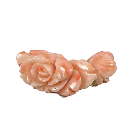 Carved Pink Coral Flower Triple Strand Enhancer