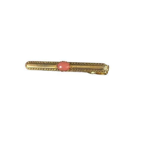 Gold & Pink Coral Tie Pin Bar Clip