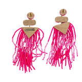 Deepa Gurnani Pink Beaded Chandelier Earrings