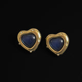 Givenchy Blue & Gold Heart Earrings