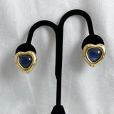 Givenchy Blue & Gold Heart Earrings