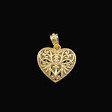 14K Gold Filigree Heart Charm Pendant