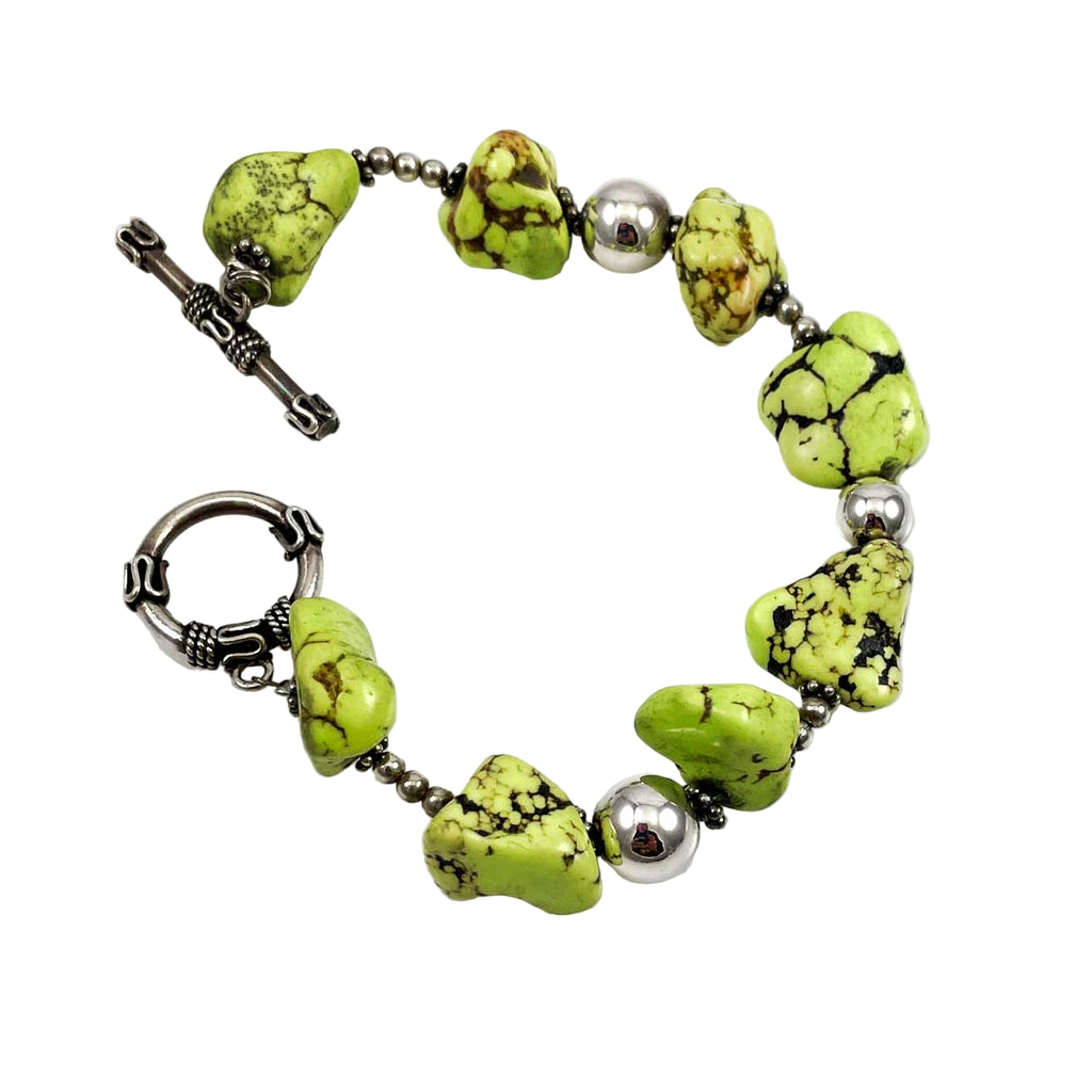 Green Turquoise & Silver Bracelet