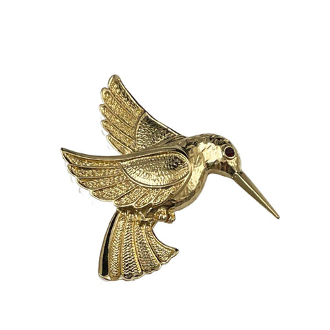 Gold Hummingbird Brooch Vintage