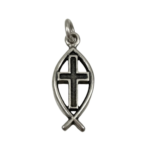 Vintage Silver Ichthus Cross Charm