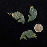 Carved Green Jade Fish Pendant Charm