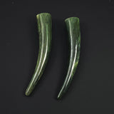 Large Green Jade Tusk Horns 