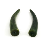 Large Green Jade Tusk Horns Vintage
