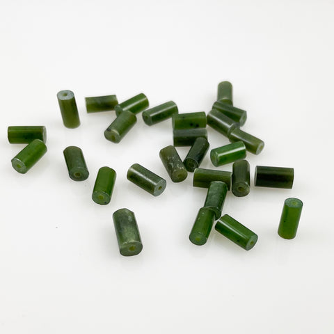 Green Nephrite Jade Tube Beads