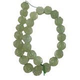 Carved Green Serpentine Flower Beads 14mm- Vintage