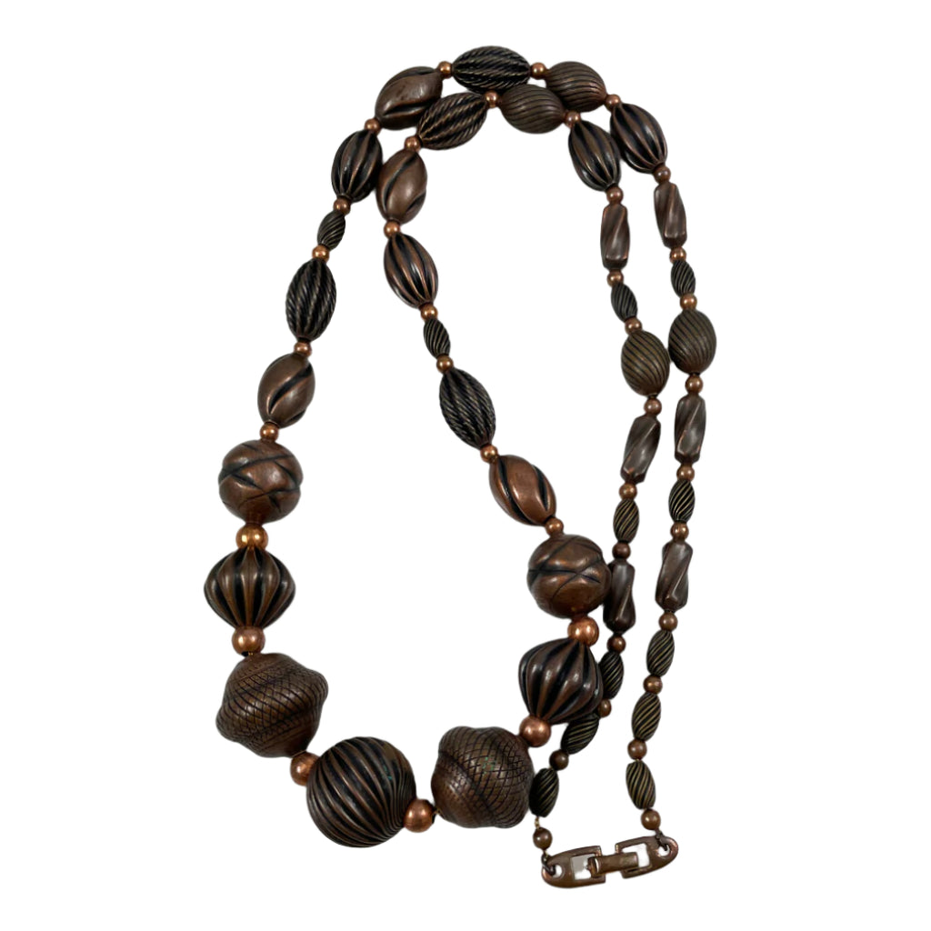 Napier Antiqued Copper Beaded Necklace Vintage