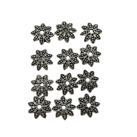 Pewter Bead Caps Floral Leaf 14mm