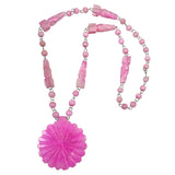 Bright Pink Mexican Onyx Pendant Necklace 1950's