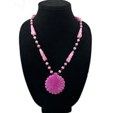 Bright Pink Mexican Onyx Pendant Necklace 1950's