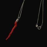 Italian Red Coral Pendant Silver Necklace