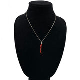 red coral pendant on silver chain necklace