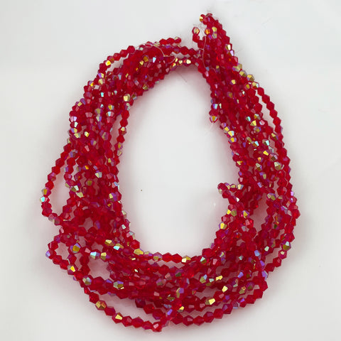 Red Faceted Crystal Beads AB Finish 4mm