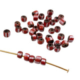 Red & White Venetian Striped Trade Beads 4mm