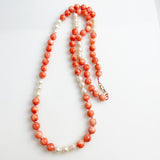 Salmon Pink Coral Pearl 14K Gold Necklace