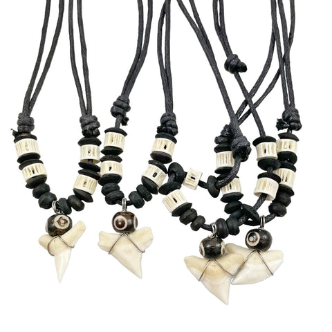 Genuine Shark Tooth Necklace Black Cord Surfer