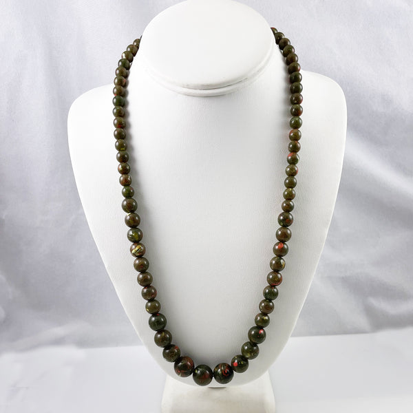 Graduated Spinach Bead Necklace Vintage Plastic Estate Beads & Jewelry