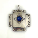 Sterling & Lapis Cross Pendant Vintage Mexican Silver