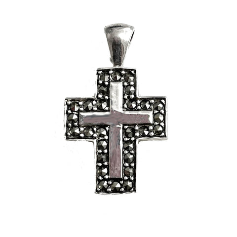 Sterling Marcasite Cross Pendant