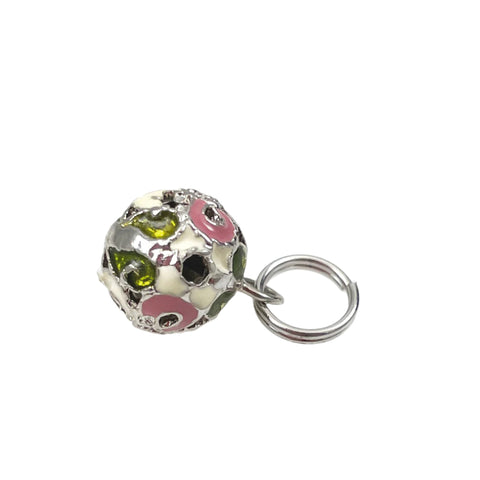 Sterling Silver Enamel Floral Bead Charm