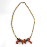 Antique Coral Turquoise Heishi Necklace