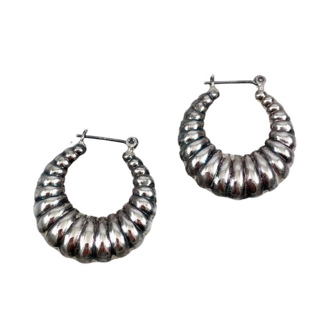 Large Sterling Silver Shrimp Hoop Earrings