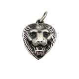 silver puffy lion heart charm vintage