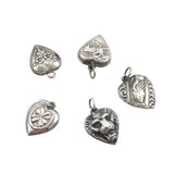 Sterling Lion Puffy Heart Charm 1920's