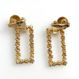 Crown Trifari Gold Rectangle Vintage Clip On Earrings