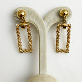 Crown Trifari Gold Rectangle Vintage Clip On Earrings